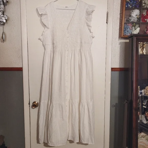 AVARA White Ruffled Cap Sleeve Dress Size XX-Large - Picture 14 of 14